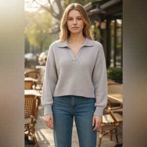 Sincerely Jules Ribbed Lavender Cropped Balloon Sleeve Sweater Women's Size M